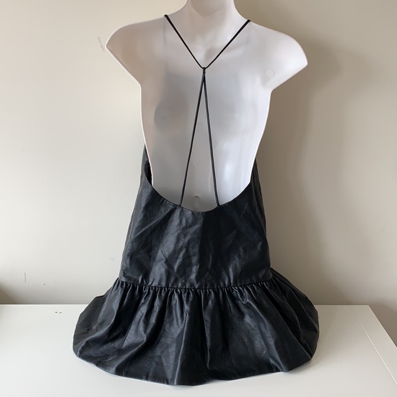 BLACK FAUX LEATHER RACERBACK TOP - Picture 4 of 12